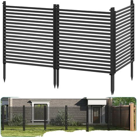 Panneaux de clôture en privacy, installation facile, résistant aux intempéries, noir (1/2)