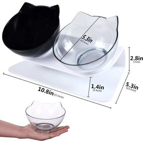 Promotion Double Bol pour Chat, Gamelle pour Chat, Inclinable à 15° Double Gamelle Chat Surélevée, Chargeur pour Animaux De Compagnie à Double Bol avec Support De Surélevé pour chats et chiens de peti (1/4)
