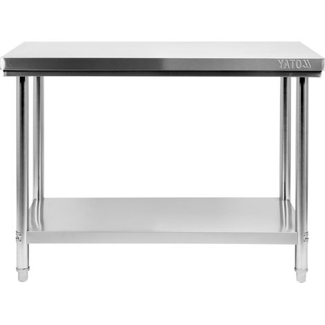 Zentraler Edelstahltisch mit Ablage 100x60x85 cm