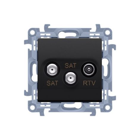 Doppia presa per antenna satellitare SAT-SAT-RTV (modulo), 1x ingresso: 5 MHz-2,4 GHz, nero opaco, SIMON10