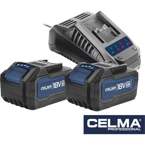 Celma Professional OBS - Pacco batterie da 2x 4,0 Ah 18 V + caricabatterie OBS-LD1 (1/5)