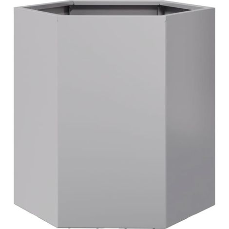 Vaso per fioriera aiuola rialzata piante fiori terrazzo giardino esagono 46 x 40 x 45 cm acciaio zincato Argento 020038646