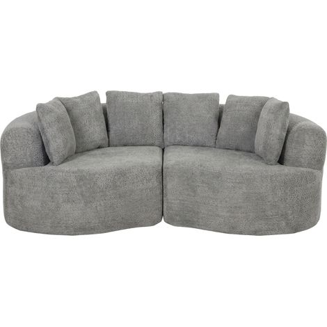 HOMCOM Divano Modulare 3 Posti 207 cm con 6 Cuscini, in Ciniglia, Grigio Chiaro (1/5)