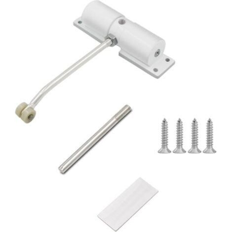 Automatischer Türschließer, verstellbar, für Außentüren, mit Feder, automatischer Türschließer für Innentüren, Gartentüren, rundes Schloss, weiß (1/4)