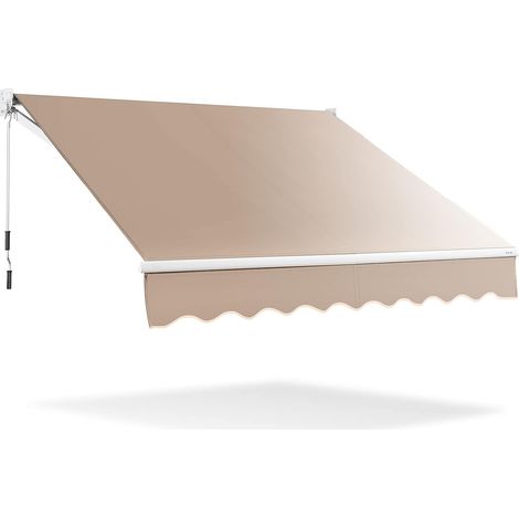 GOPLUS Auvent Retractable avec Manivelle Auvent Manuel avec Revetement PA et Cadre en Aluminium Durable pour Pare-Soleil, Auvent Anti-Soleil Ideal pour Store ,Balcon,Jardin (295X250CM, Beige) (1/5)