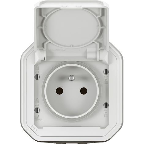 Legrand - Prise de courant avec volet Plexo complet saillie - blanc