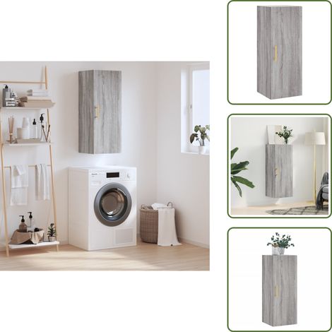 Armoire murale sonoma gris 34,5x34x90 cm - Armoire Murale - Meuble De Rangement - Étagère Murale - Stockage Mural - Commode Murale (1/5)