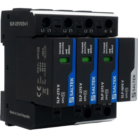 Scaricatore di sovratensione, protezione da sovratensione, scaricatore di fulmini T2 3+1 su guida DIN (1/5)