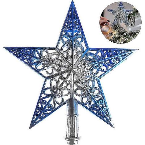 Cimier Étoile Pailleté Pour Sapin De Noël, Étoile Ajoutée Pour Le Sommet Du Sapin Y (1/5)