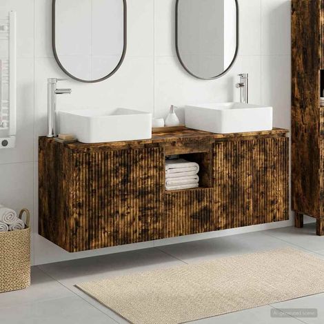 vidaXL Bathroom Cabinet Set 3 pcs Smoked Oak 49.5 x 41 x 63 cm (1/5)