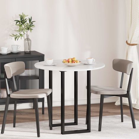 Plateau de table rond Ø 80 x 1,5 cm en bois d’ingénierie blanc brillant - PANGIVO (1/5)