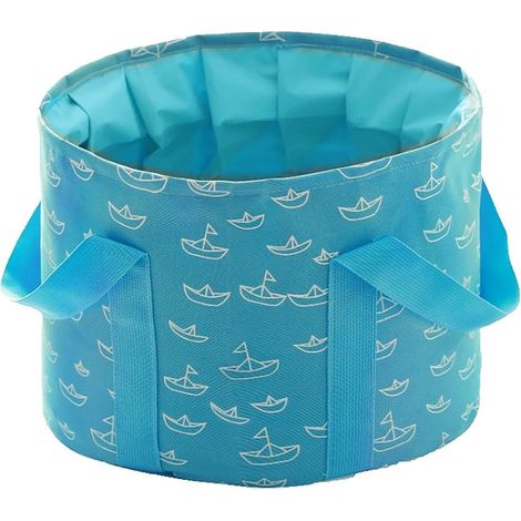 Seau de Bain de Pieds Pliable Multifonctionnel, Sac de Bain de Pieds Portable, Bain de Pieds pour Le Camping, la lessive et la pêche en extérieur, Sac de Transport Pratique, Grand, Bleu Clair (1/5)