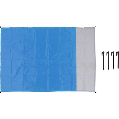 Couverture de plage imperméable pliable en polyester, tapis de pique-nique portable pour camping extérieur, bleu foncé gris