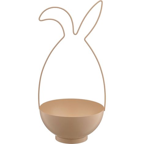 GASPER Creativ home Metallgestell Hase mit Schale 21 cm x 20 cm x 44 cm beige