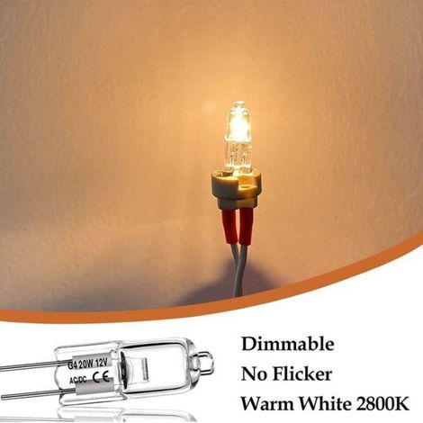 Ampoules Halogènes G4 12V 20W Lot de 10 Lumière Chaude 2800K Dimmables Culot 2 Broches pour Lustres MASQUE - MOUFLE - CHAUSSONS CH (1/5)