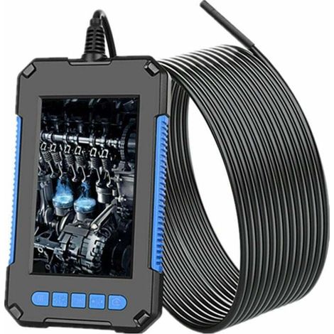 Endoscope industriel, caméra d'inspection numérique HD 1080p, écran 4,3, caméra serpent étanche 5,5 mm, avec 6 lumières LED, câble semi-rigide de 2 m - Bleu (1/4)