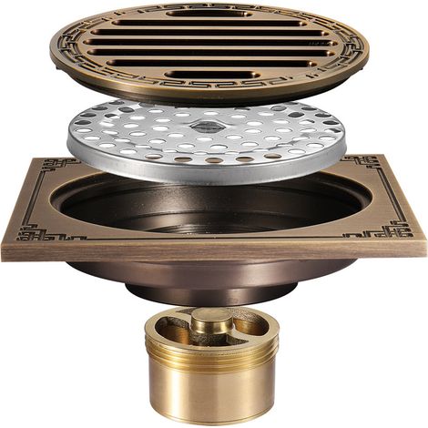 Drain de sol de salle de bains en bronze – Drain de sol de douche unique et antique – Drain de sol de jardin sculpté 100 mm