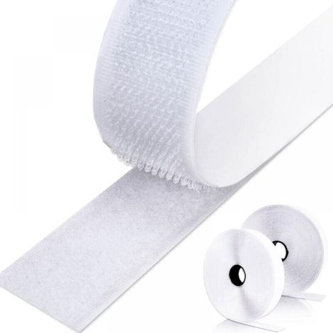 10M Double Sided Self Adhesive Scratch Tape, Adhesive Hook and Loop Strips for Wall Hangings Carpets 20mm (White) (1/5)