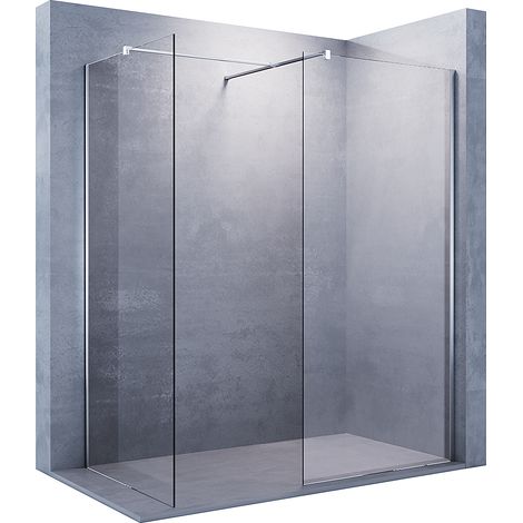 Walk In Dusche Duschwand Duschabtrennung Duschkabine mit Stabilisator Nano ESG Glas 8mm 120x200cm mit 90cm Seitenteil (1/5)