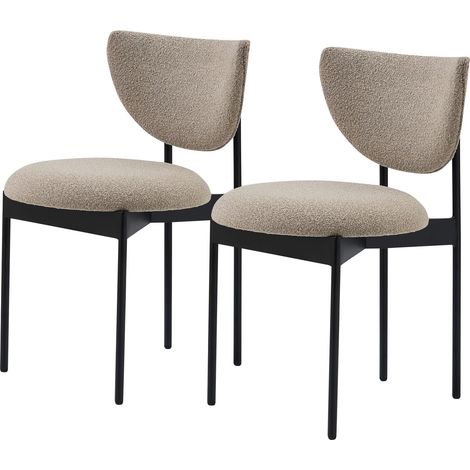 Lot de 2 chaises de salle à manger design scandinave,coloris kaki ou crème,cadre métal,tissu,78x60x56 cm,montage simple pour petits intérieurs.