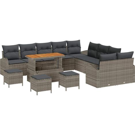 Maison Exclusive - Garten-Sofa-Set mit Kissen mit Speicher 14 pcs