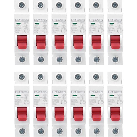 12pcs DZ47-63Z DC250V 1P MCB Circuit Breaker Air Switch Circuit Protection for Photovoltaic63A (1/5)