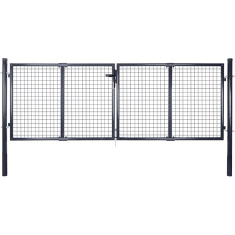Cancello per Giardino Rete in Acciaio Zincato 289x75 cm Grigio (1/5)