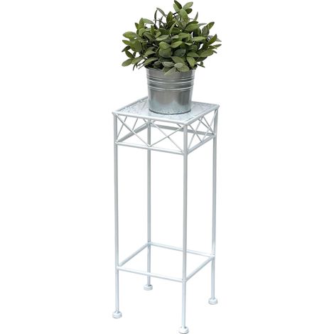 DanDiBo Tabouret pour fleurs Blanc Métal Angulaire 50 cm Support pour fleurs 96314 S Table d'appoint Colonne pour fleurs Moderne Support pour plantes Tabouret pour plantes (1/5)