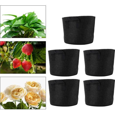 Sac de Culture Non Woven 3 Gallon - Pots de jardinage pour légumes, tomates, fleurs - 5 pièces - Environ 25x22cm (1/5)