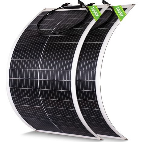 ECO-WORTHY Flexibel Solarpanel 200 W 18V, ETFE-Material, 18BB-Monokristalline Zelle, 25 % hoher Wirkungsgrad, für Balkon, Wohnmobil, Boot, Dach, Camping, Zuhause, Yacht, unebene Oberflächen (1/5)