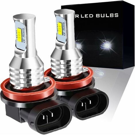 Ampoules LED H11 H8 H9 H16(JP) pour feux antibrouillard, puces LED CSP, 6000K blanc xénon, 4000 lumens, éclairage à 360 degrés, non polaire, Plug and Play, IP67 résistant aux intempéries, Lot de 2 (1/5)