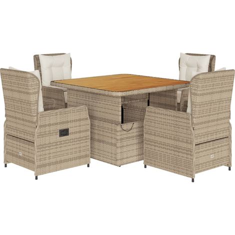 Maison Exclusive - 5-tlg. Garten-Essgruppe mit Kissen Beige Poly