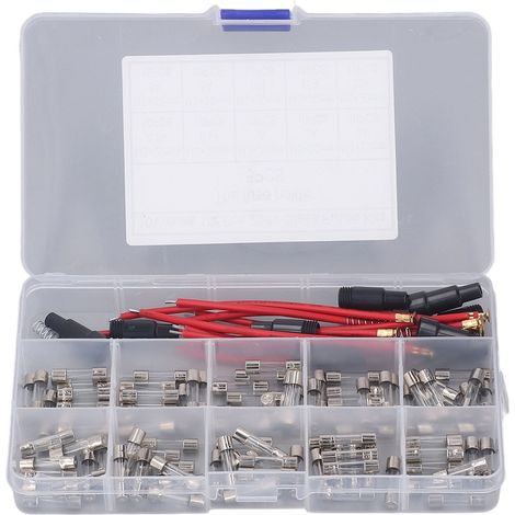 Lot de 100 tubes fusibles en verre 5x20mm, 0,2A-20A 250V, 10 types, kit d'assortiment pour protection de circuit (1/5)
