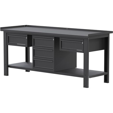 Banco da lavoro SOGI X3N125A - 2 m - piano in acciaio - 1 + 3 + 1 cassetti (1/4)