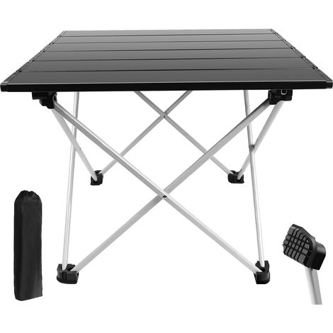 Table de camping portable, table de pique-nique pliante en aluminium ultra-légère avec étui de transport, adaptée à l'extérieur, au camping, à la randonnée, au barbecue, à la plage.40x35x32cm, noir (1/5)