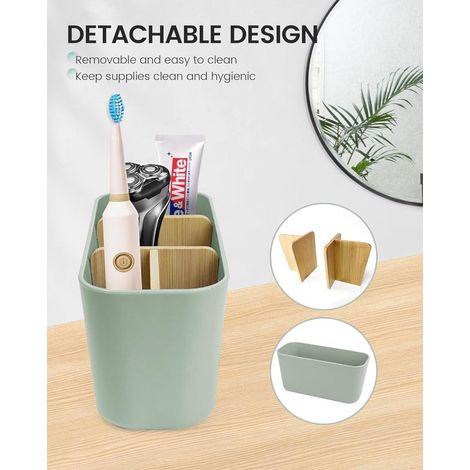 Zahnbürstenhalter mit 5 Fächern – Abnehmbares Design & Kinderfreundlich – Multifunktionaler Badezimmer-Organizer (Grün) (1/4)