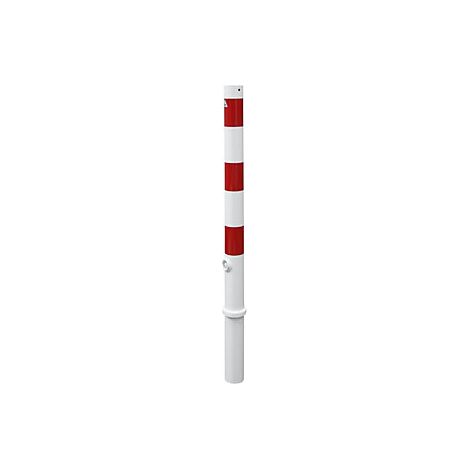 Poste barrera  Ø 76 mm  blanco y rojo  extraíble  sin