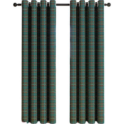 Rideaux Panneaux à Carreaux Écossais et Rayures - Filtration Lumière - Style Maison de Campagne - pour Cuisine/Salon