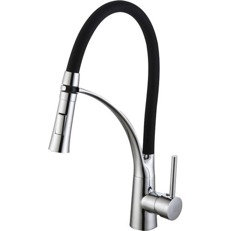 Mezclador monomando negro con caño alto para fregadero, modelo Arandano (1/2)