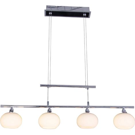 Suspension Luminaire pour Salle à Manger en Métal et Verre Opale 4 Lumières 82 cm - PANGIVO (1/2)