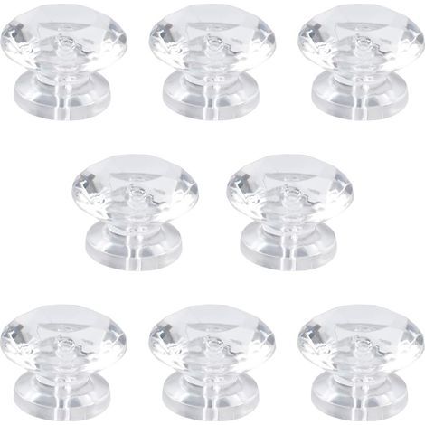 Lot de 8 mini boutons en acrylique autoadhésifs en forme de diamant sans perçage pour miroir, placard, boîte cadeau et autres petits meubles (1/5)