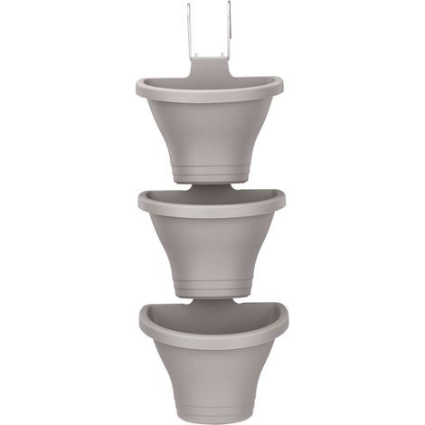 Pot de Fleurs Suspendu en Plastique 3 Pots avec Cuvettes et 2 Crochets Pour Balcon/Jardin 21x24x14cm Idéal Plantes, Herbes, Strawberries (1/5)
