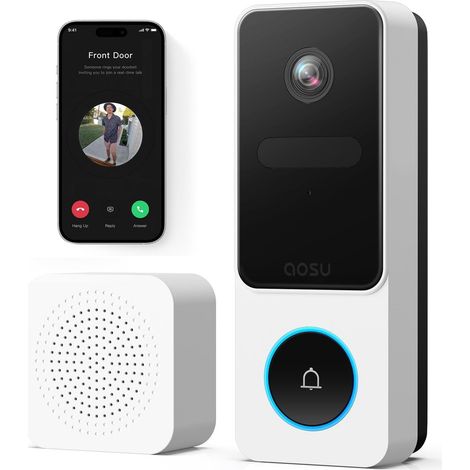 Sonnette sans Fil avec Caméra 2K - Détection Humaine PIR, Grand Angle 170°, Vision Nocturne, Audio Bidirectionnel, Étanche IP65 (1/5)