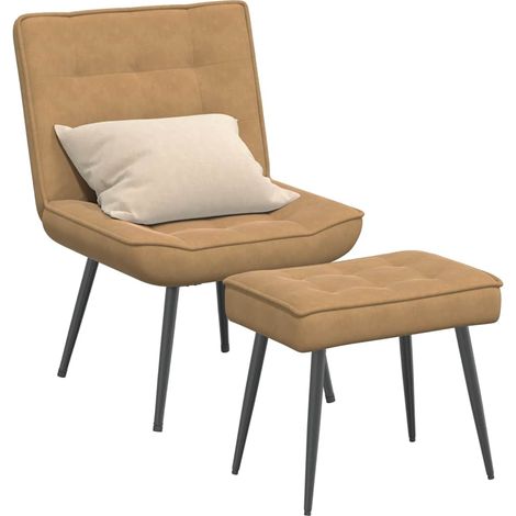 Sillón de relax con reposapiés terciopelo marrón vidaXL (1/5)