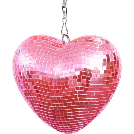 Boule À Facettes En Forme De Cœur - 1 Unité - Miroir - Décoration Réfléchissante - Mariage Et Fête - 15 Cm Rose (1/5)