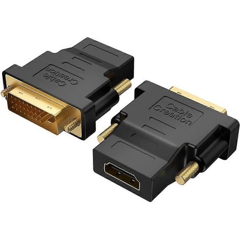 Adaptateur CableCreation DVI vers HDMI, lot de 2 convertisseurs bidirectionnels DVI mâle vers HDMI femelle (1/5)