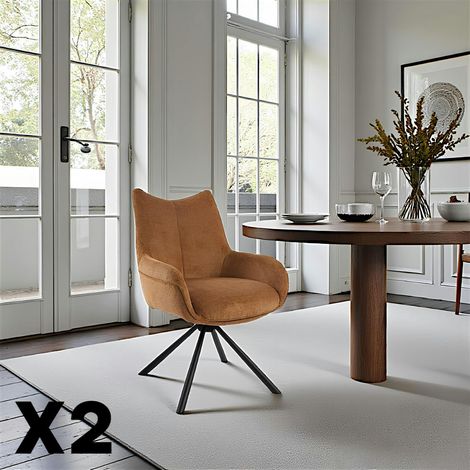 Chaise pivotante moutarde à accoudoirs (lot de 2) IENA (1/4)
