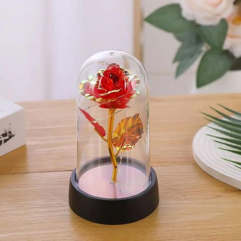Verzauberte rosa Glaskuppel-Nachtlampe