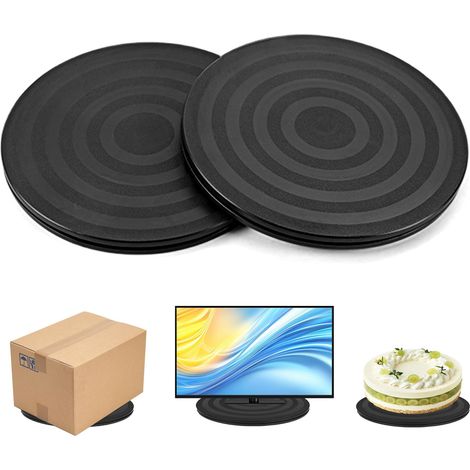 2 Pcs Tourne-Disque Rotatif à 360°Plateau Pivotant,TV Support Pivotant Plateau Universel Rond Plateau Tournant Manuel avec Roulement à Bille pour Ordinateurs Portables, moniteurs, Noir, 20cm (1/5)