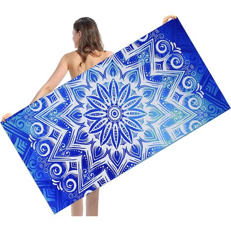 1 Serviette de plage, microfibre, anti-sable, séchage rapide, motif tie-dye bleu, camping et piscine (1/5)